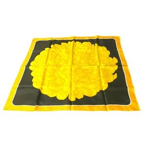 Vintage 70's MCM Totes Rain Square Scarf Single‎ Mod Yellow Mum Flower